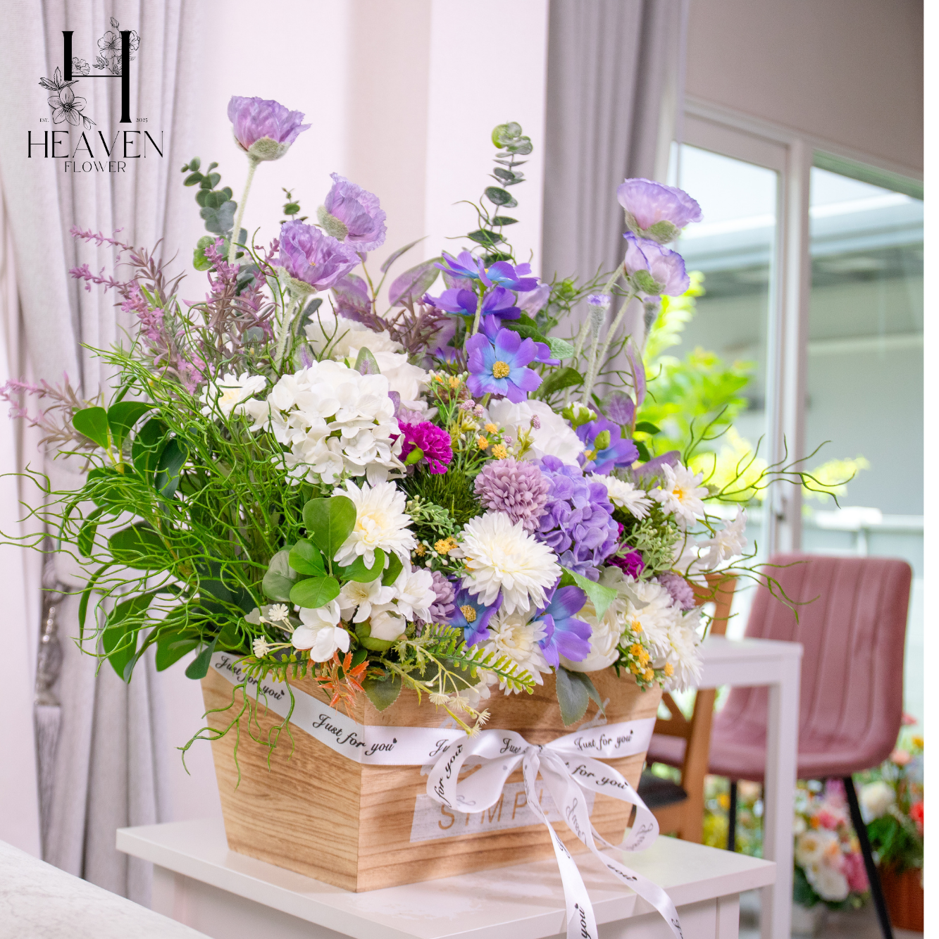 Lavender and white flowers